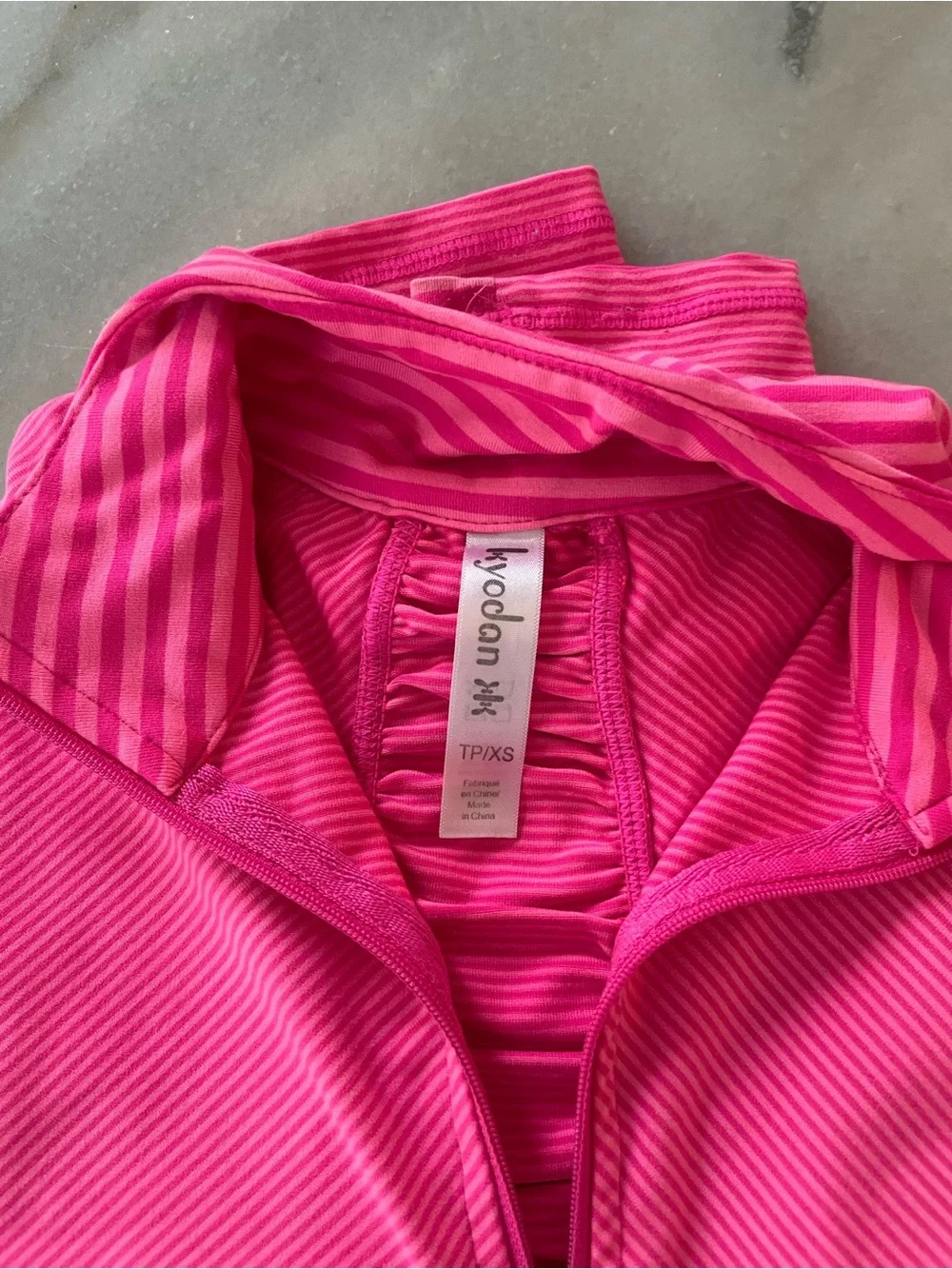 Kyodan Hot Pink Striped Half-Zip Pullover size XS